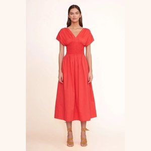 Staud Women's Jackson Smocked Waist Midi Hibiscus Dress - M